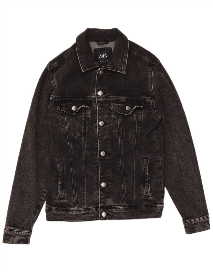 ZARA Veste en jean pour homme UK 36 Petit coton noir
