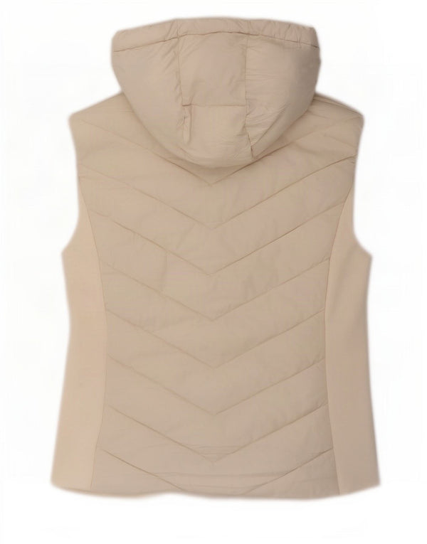 Zara Femme Gilet Rembourré À Capuche UK 18 XL Blanc Cassé