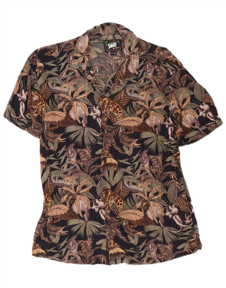 Pull & Bear Chemise à Manches Courtes Homme Grande Viscose Florale Multicolore