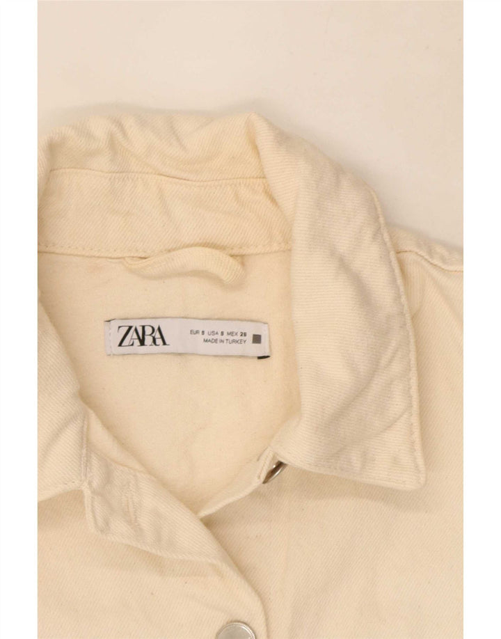 Zara Veste en jean surdimensionnée pour femme UK 10 Petit Blanc
