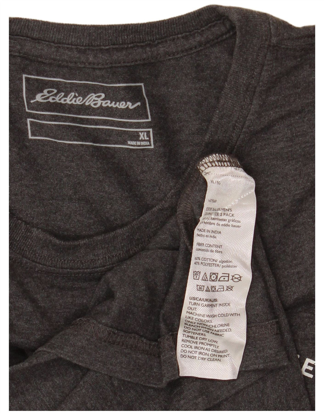 EDDIE BAUER T-Shirt Graphique Homme Top XL Gris Coton
