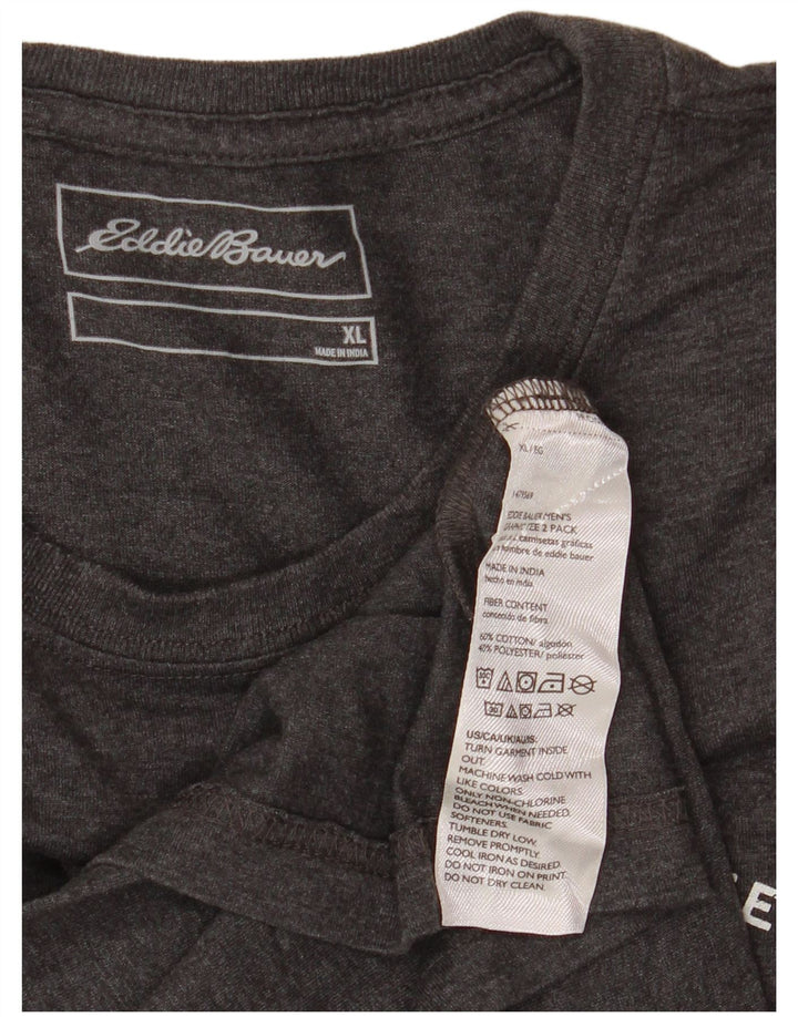 EDDIE BAUER T-Shirt Graphique Homme Top XL Gris Coton