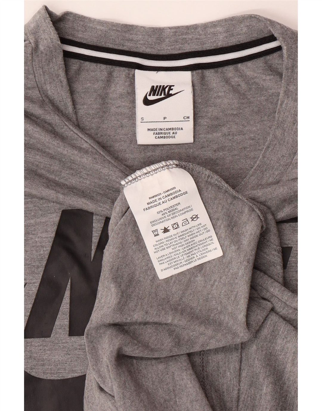 NIKE Womens Oversized Graphic T-Shirt Top UK 10 Small Grey Polyester Vintage Nike and Second-Hand Nike from Messina Hembry 