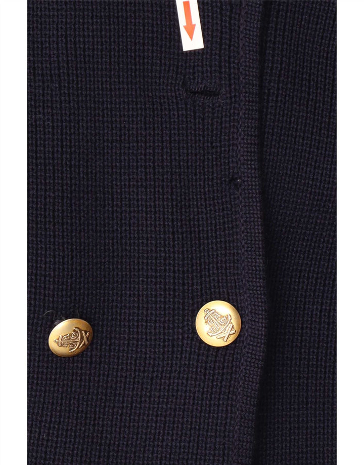 vintage Femme Double Breasted Blazer Veste UK 12 Bleu Marine Moyen