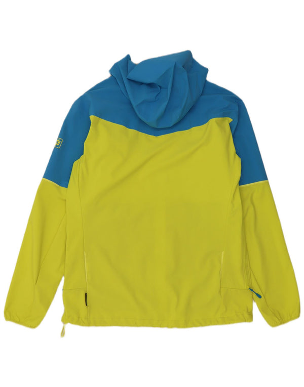 Jack Wolfskin Veste de pluie à capuche pour homme UK 42 Large Jaune Colorblock