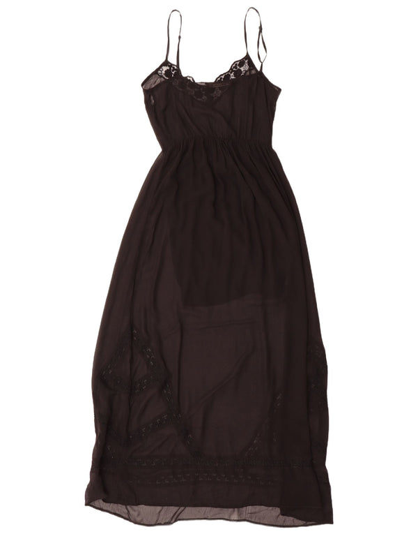 Zara Femme Maxi Slip Robe UK 10 Petit Noir Floral