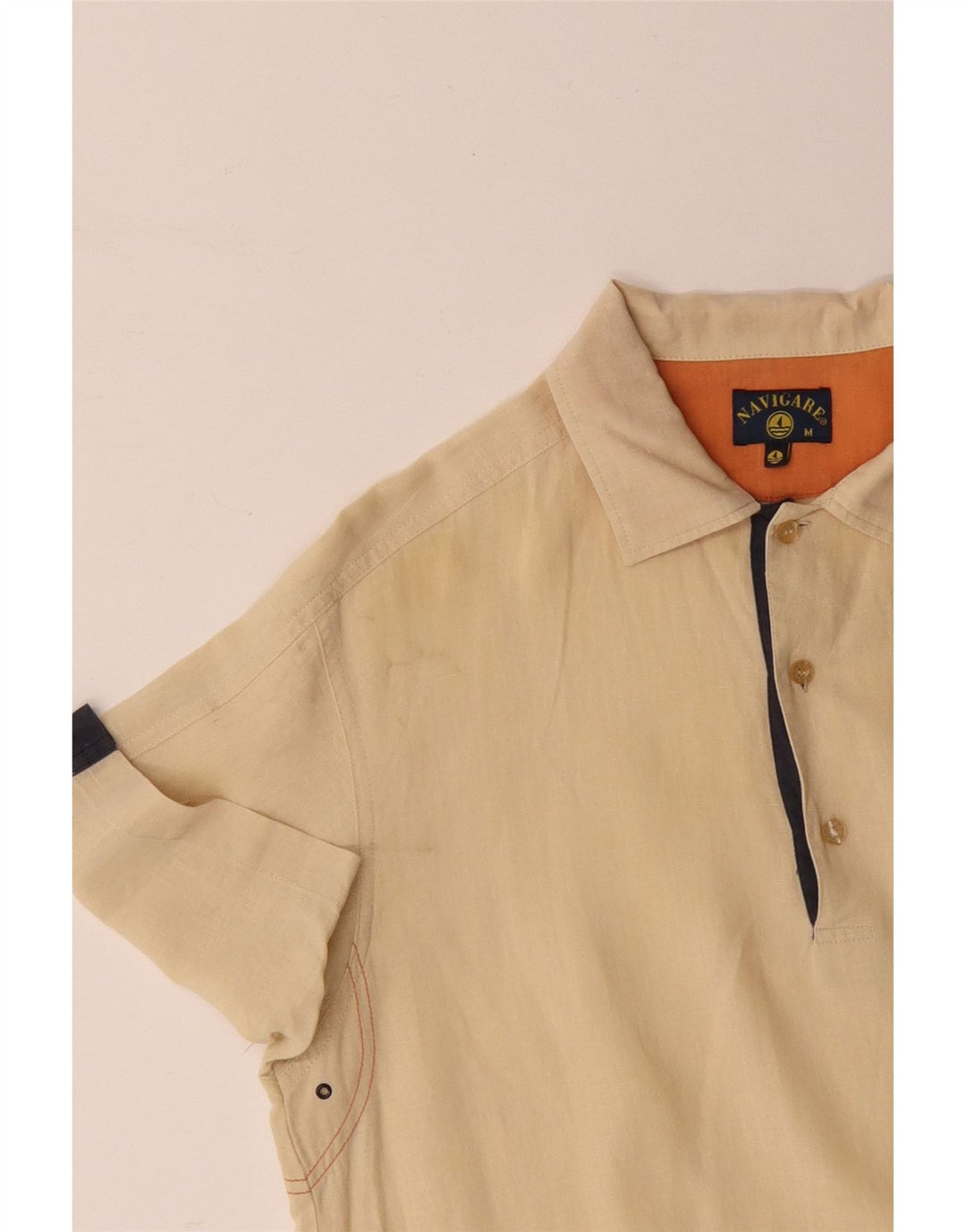 NAVIGARE Chemise pull à manches courtes pour homme en coton color block jaune moyen