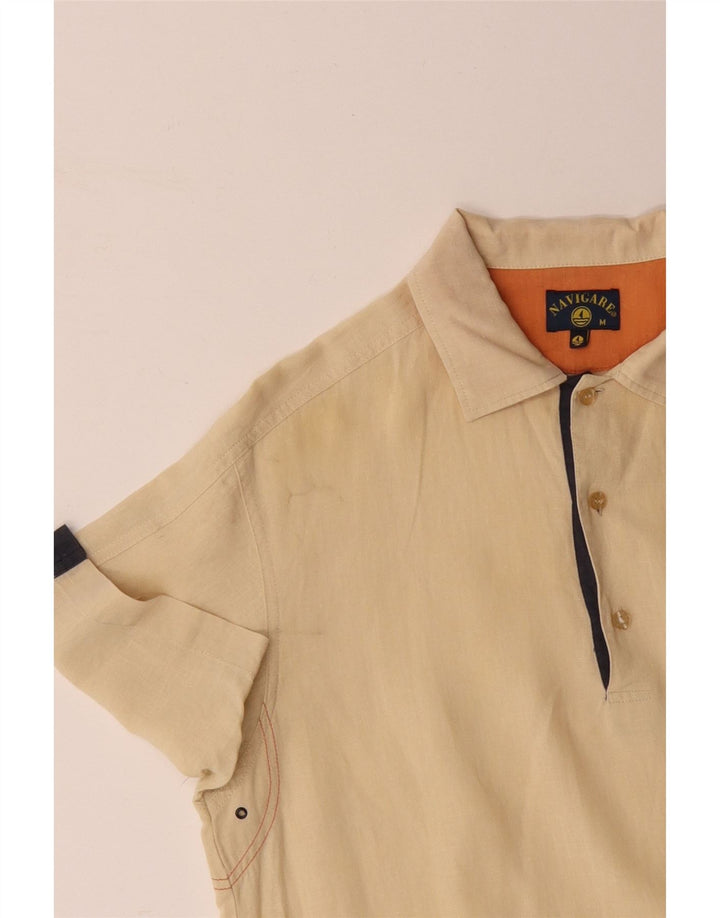 NAVIGARE Chemise pull à manches courtes pour homme en coton color block jaune moyen