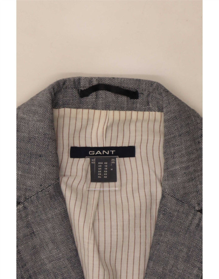 Gant Veste Blazer 2 Boutons Femme UK 16 Grand Lin Gris