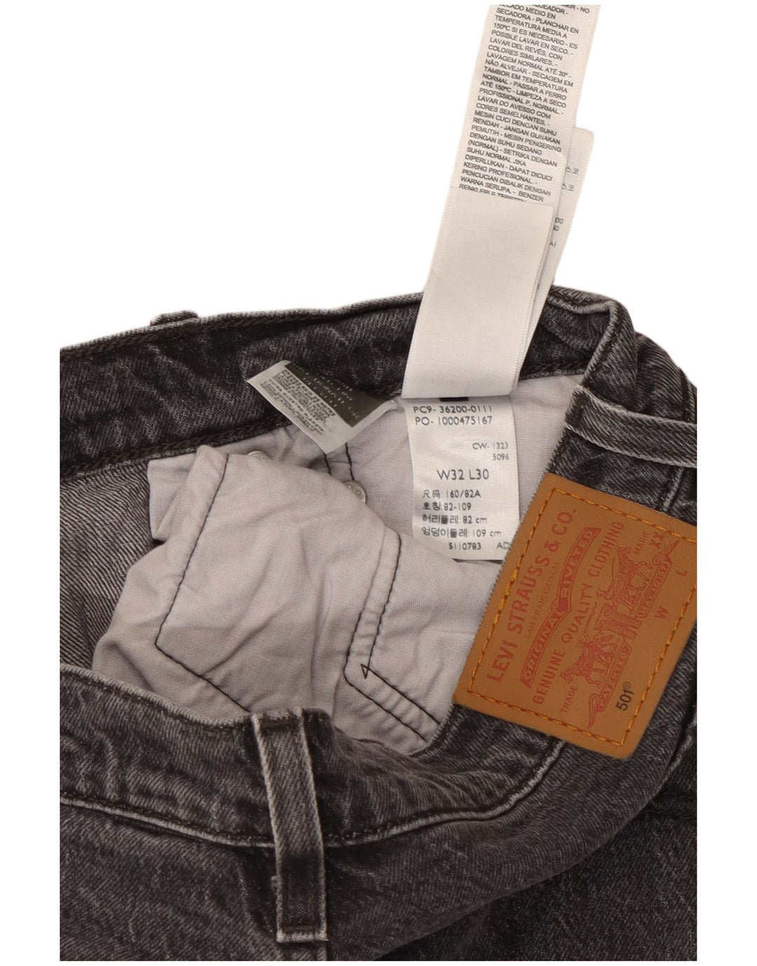 LEVI'S Jean Droit 501 Femme W32 L30 Gris Coton