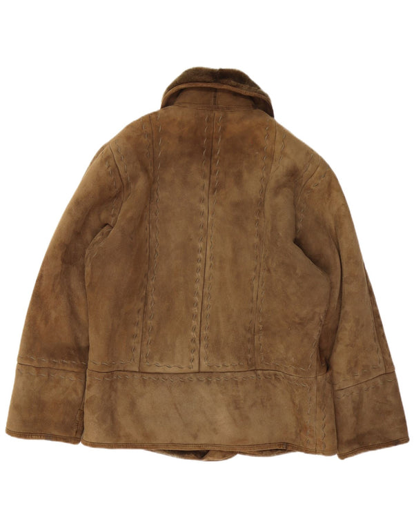 Veste Shearling Femme Vintage IT 42 Kaki Moyen
