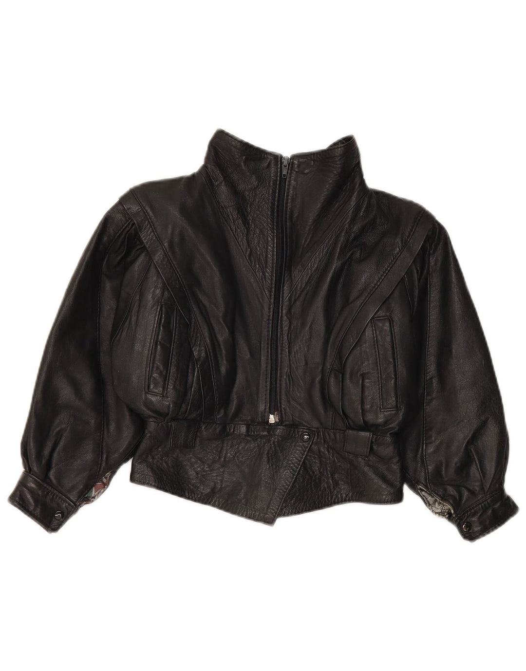 veste en cuir vintage filles 7-8 ans cuir noir moyen