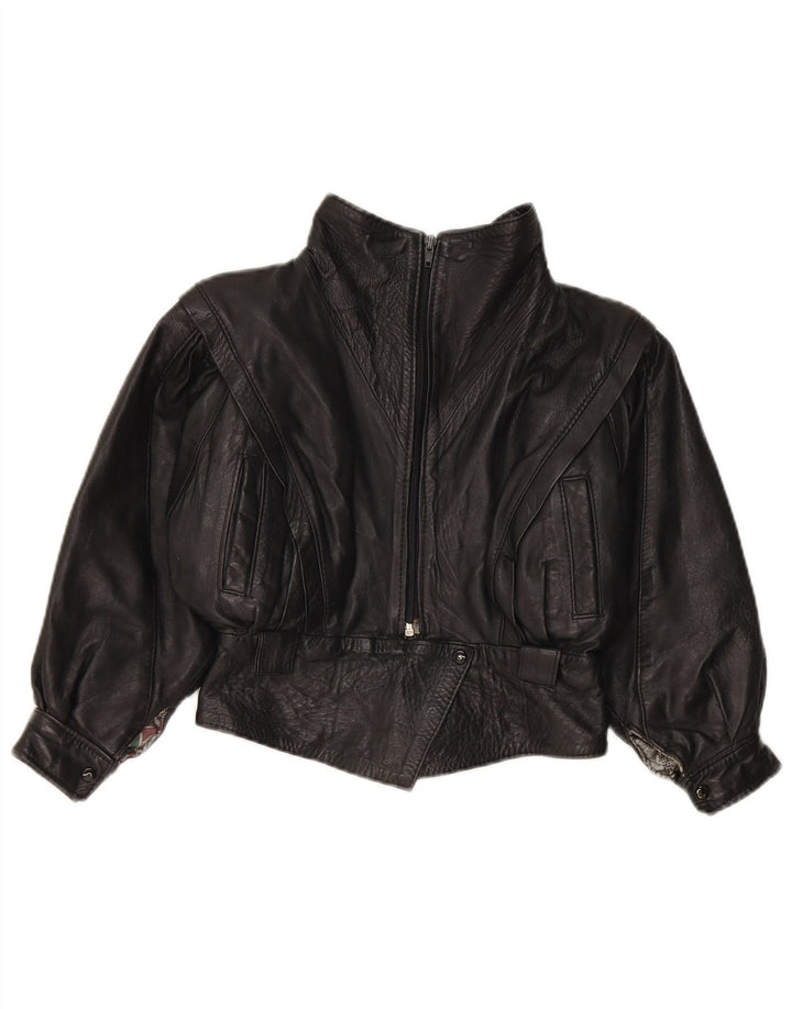 veste en cuir vintage filles 7-8 ans cuir noir moyen