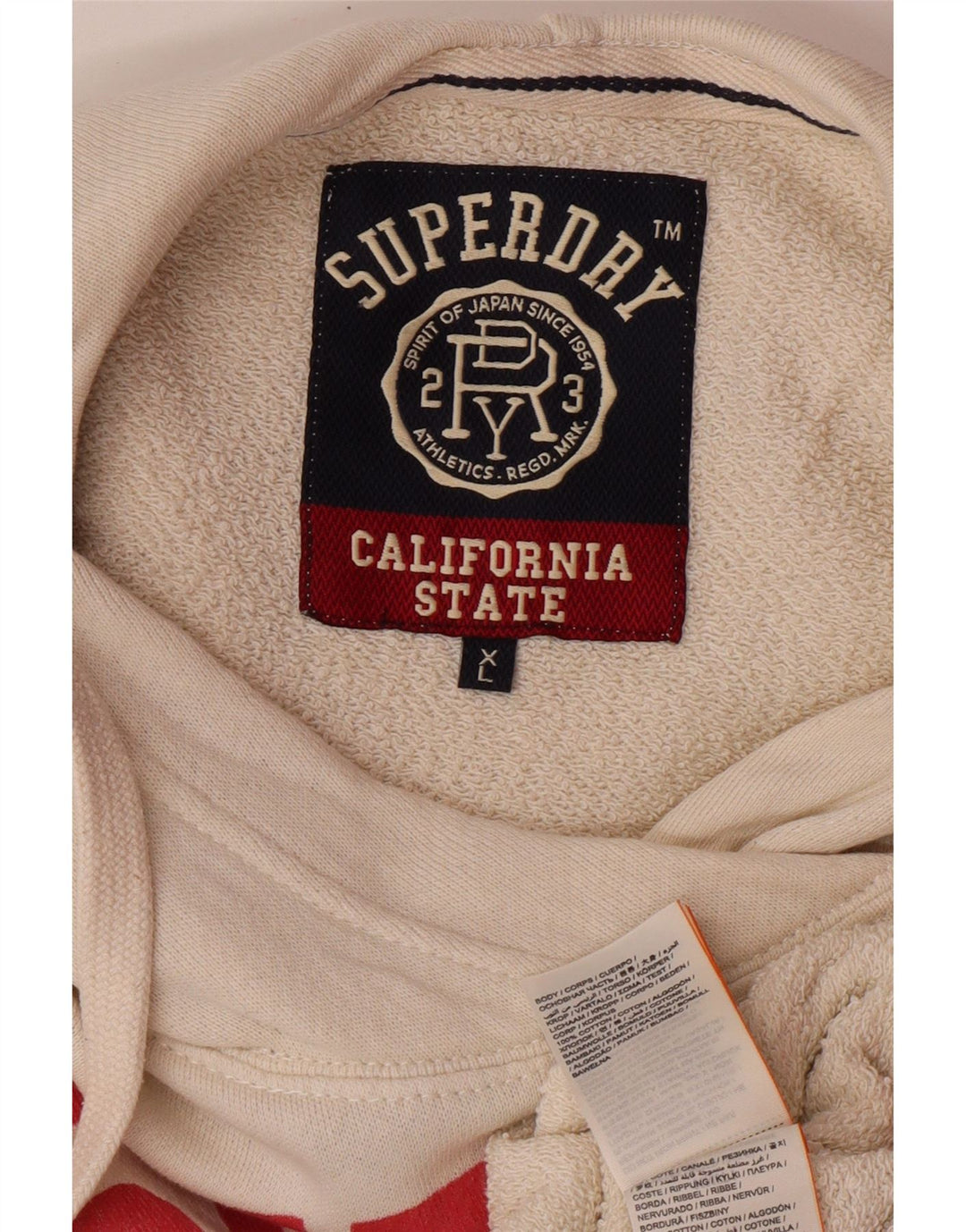 Superdry Pull à capuche graphique pour femme UK 18 XL Off White Cotton College