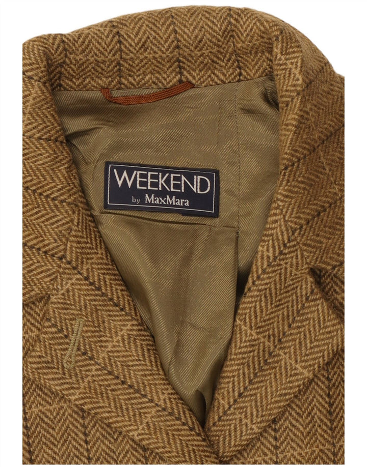 Max Mara Veste blazer week-end pour femme UK 16 Grand marron à carreaux classique