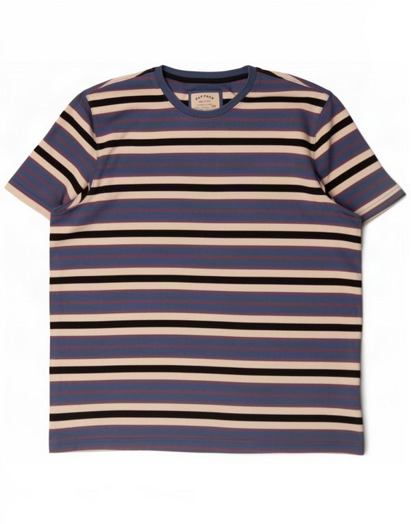 Fat Face T-Shirt Homme Top 2XL Coton Rayé Bleu
