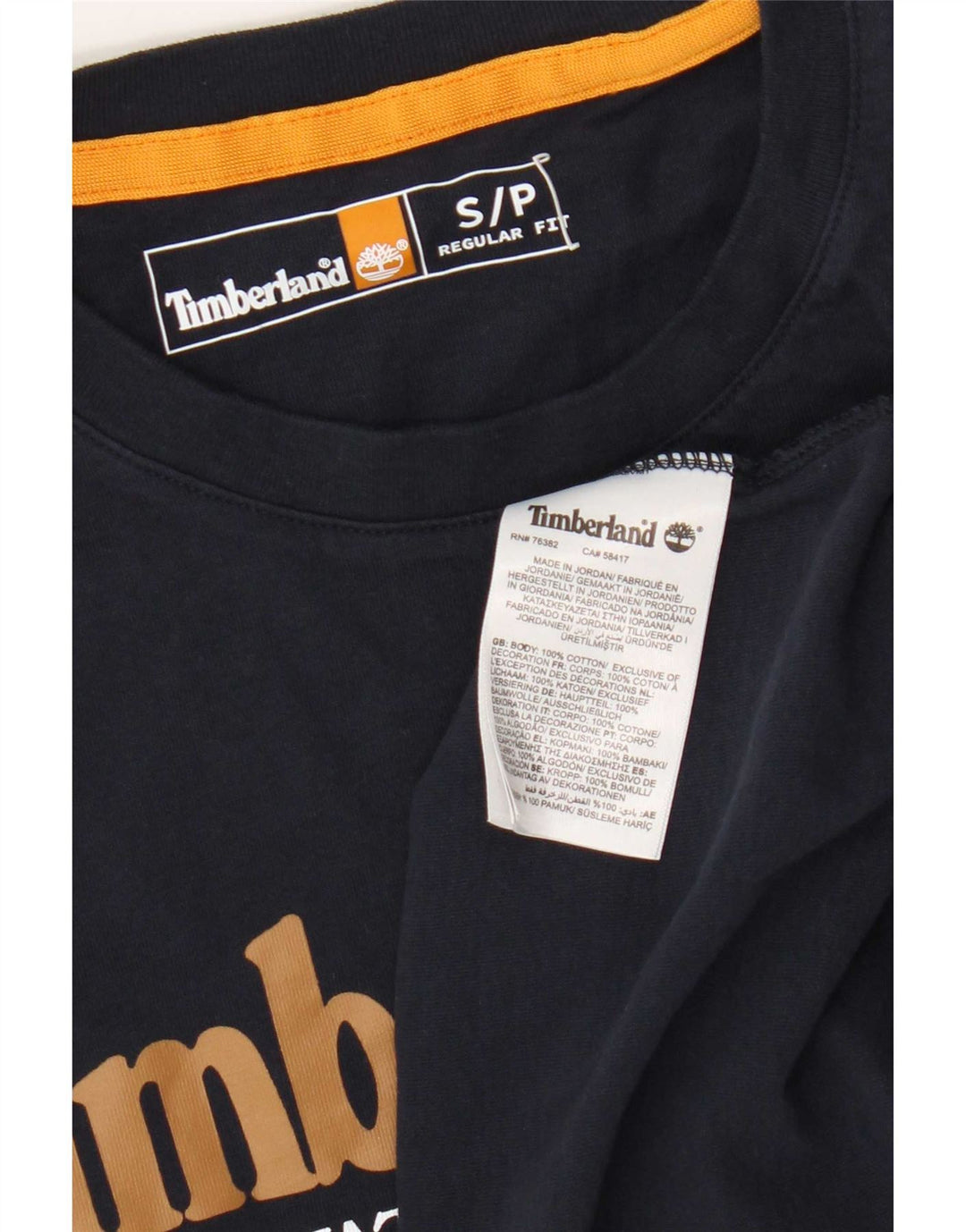 Timberland Haut graphique à manches longues pour homme, coupe régulière, petit coton bleu marine