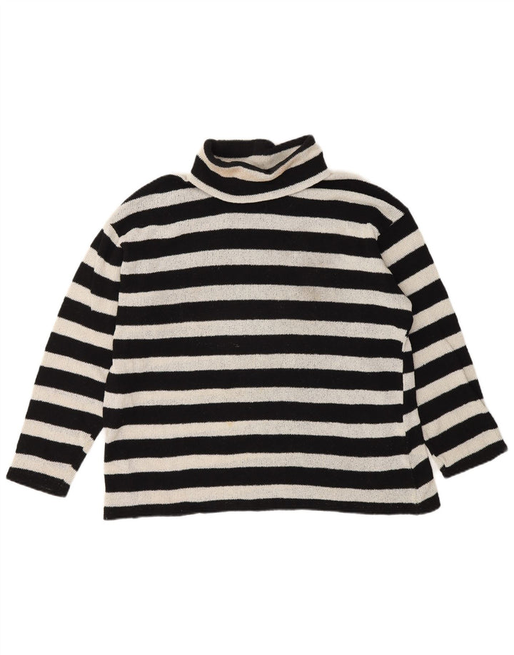 Zara Pull surdimensionné à col roulé pour femme UK 10 Petit rayé noir