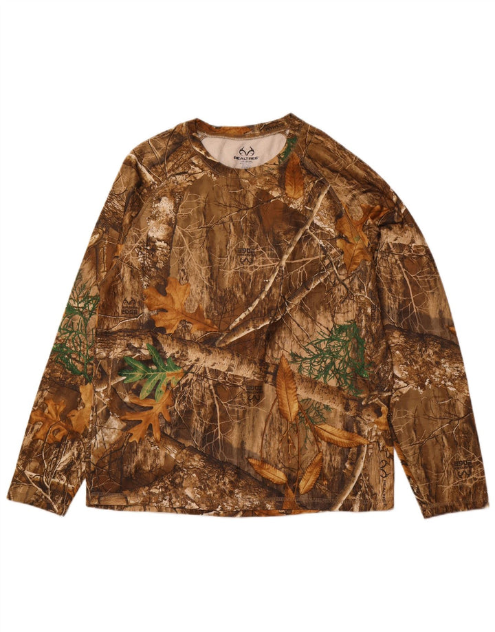 REALTREE Haut Homme Manches Longues UK 42/44 Large Marron Camouflage Polyester