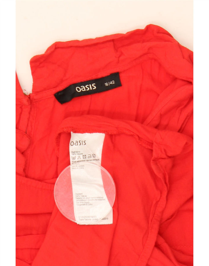 Oasis Chemisier Femme UK 16 Large Rouge Viscose