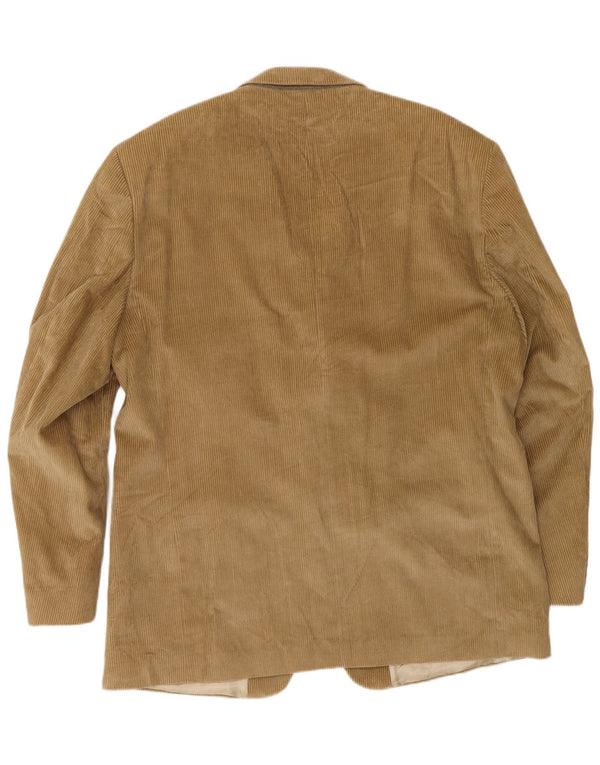Kartel Veste blazer en velours côtelé à 3 boutons pour homme UK 46 3XL Marron Coton