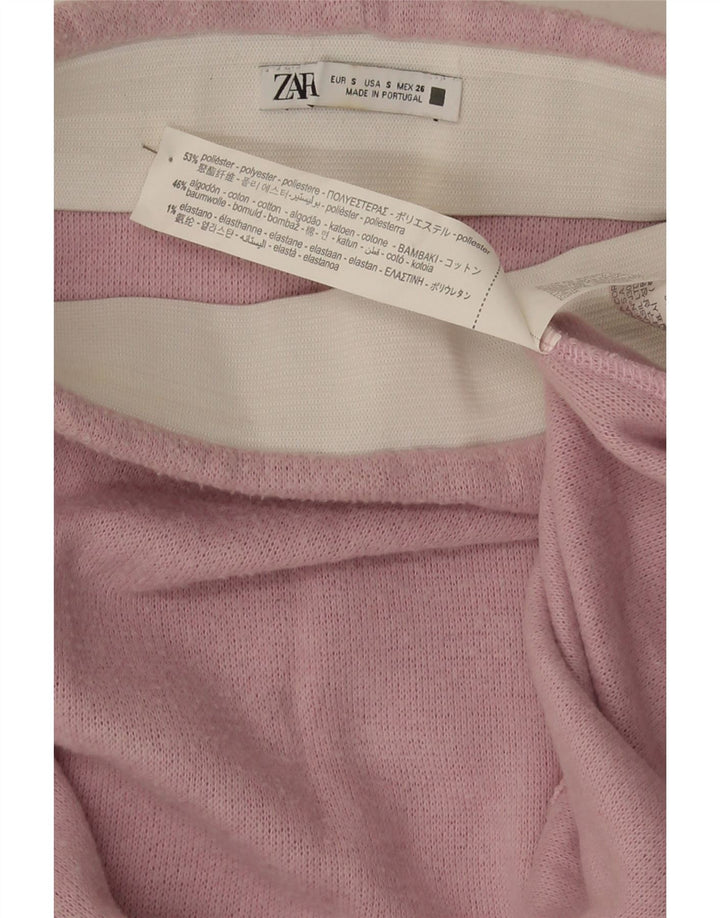 Zara Femme Jupe trapèze en tricot Petit W26 Rose Polyester
