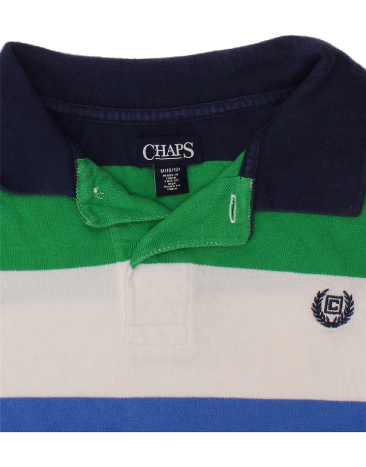 CHAPS Girls Polo Shirt 10-11 Years Medium Multicoloured Striped Cotton Vintage Chaps and Second-Hand Chaps from Messina Hembry 