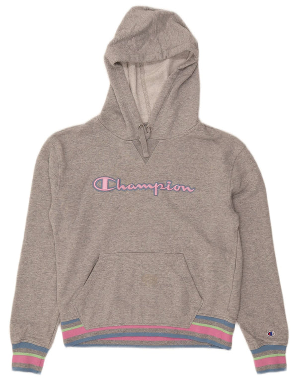 Champion Pull à capuche graphique pour femme UK 10 Petit coton color block gris