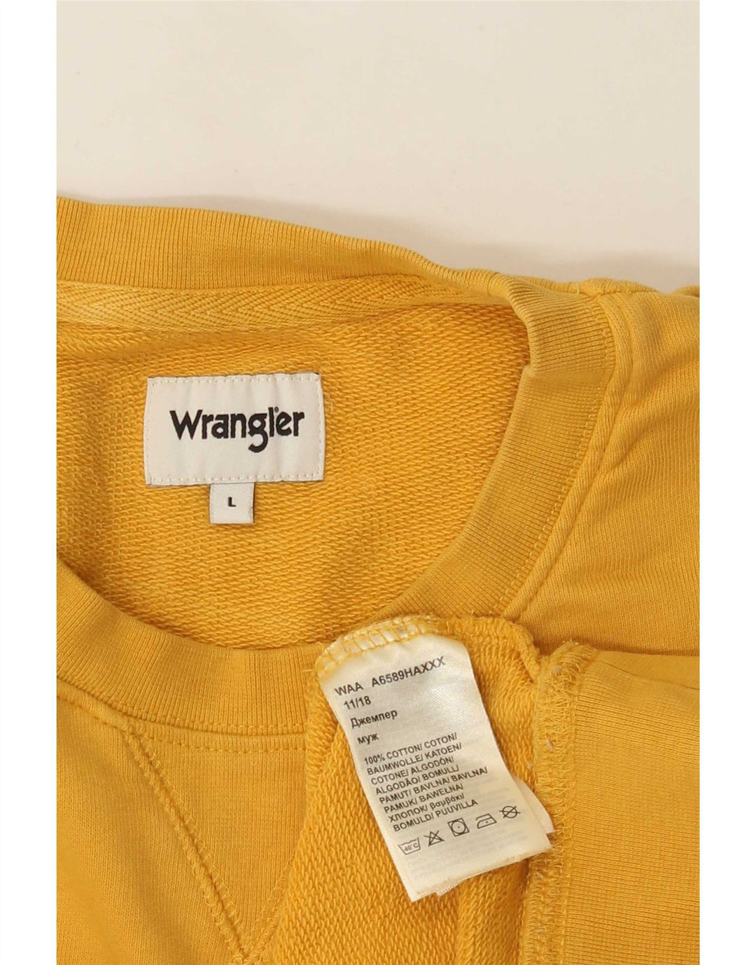 Wrangler Sweat-shirt pour homme en coton jaune Taille L