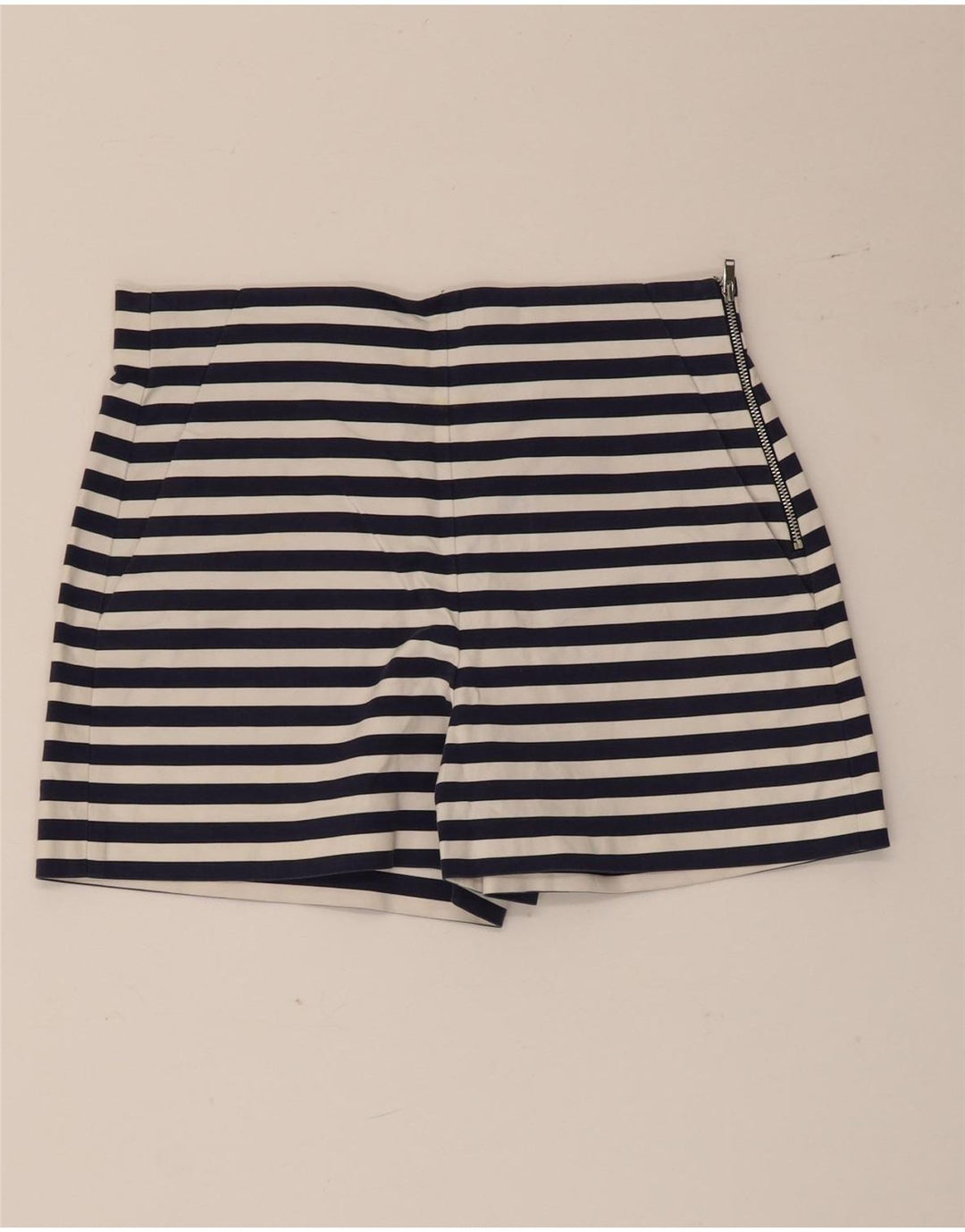 Zara Femme Hot Pants Medium W28 Coton Rayé Bleu Marine