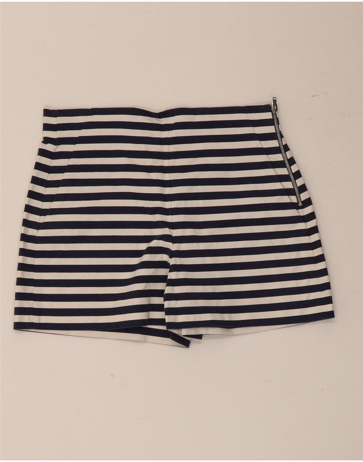 Zara Femme Hot Pants Medium W28 Coton Rayé Bleu Marine