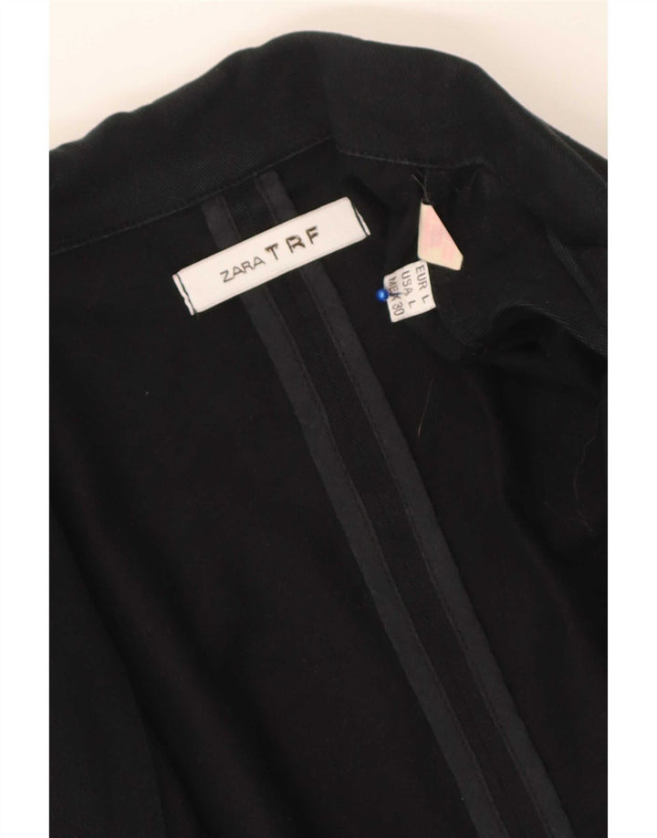 Zara Womens Trafaluc 2 Button Blazer Jacket UK 14 Large Noir Coton