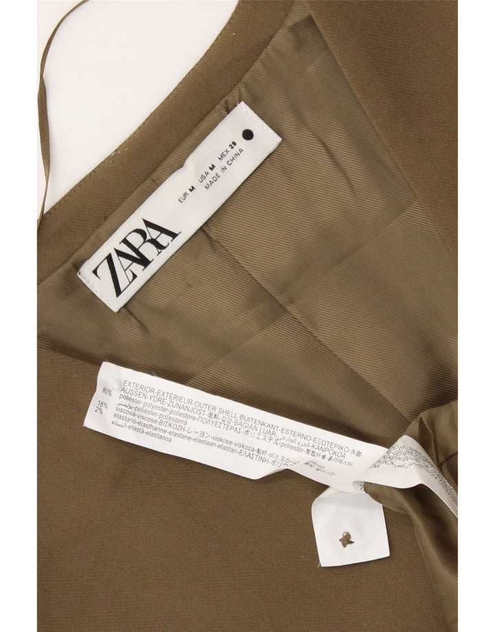 Zara Gilet court pour femme UK 12 Medium Kaki Polyester