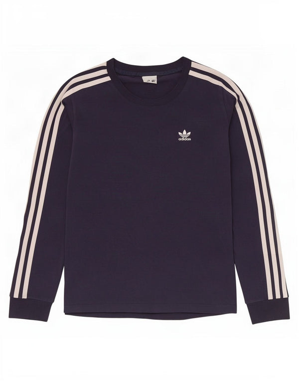 Adidas Haut à manches longues pour femme UK 10 Petit Bleu marine Coton