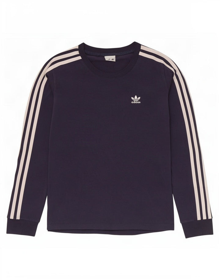 Adidas Haut à manches longues pour femme UK 10 Petit Bleu marine Coton