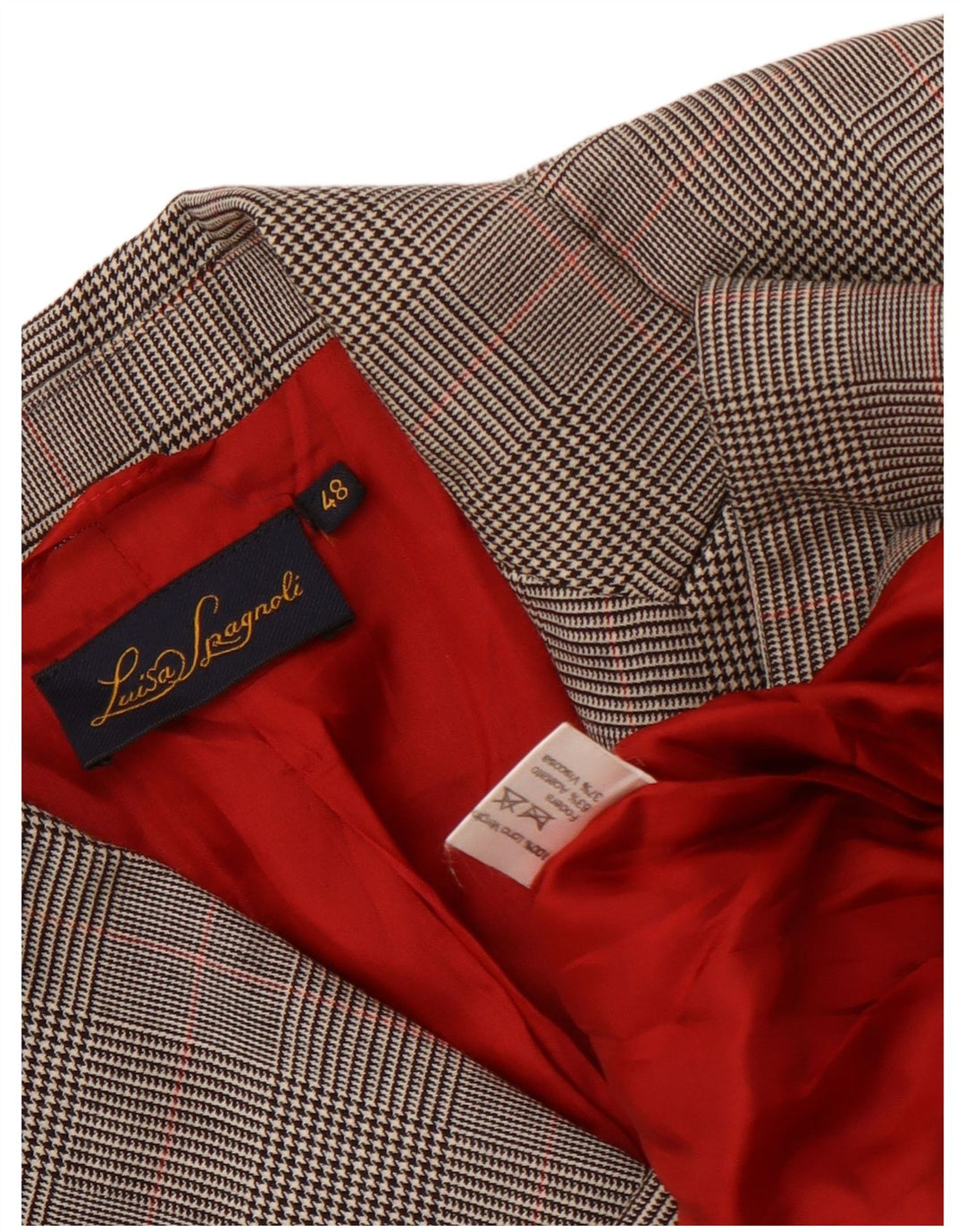 Luisa Spagnoli Veste Blazer 3 Boutons Femme IT 48 XL Gris Pied-de-Poule Laine