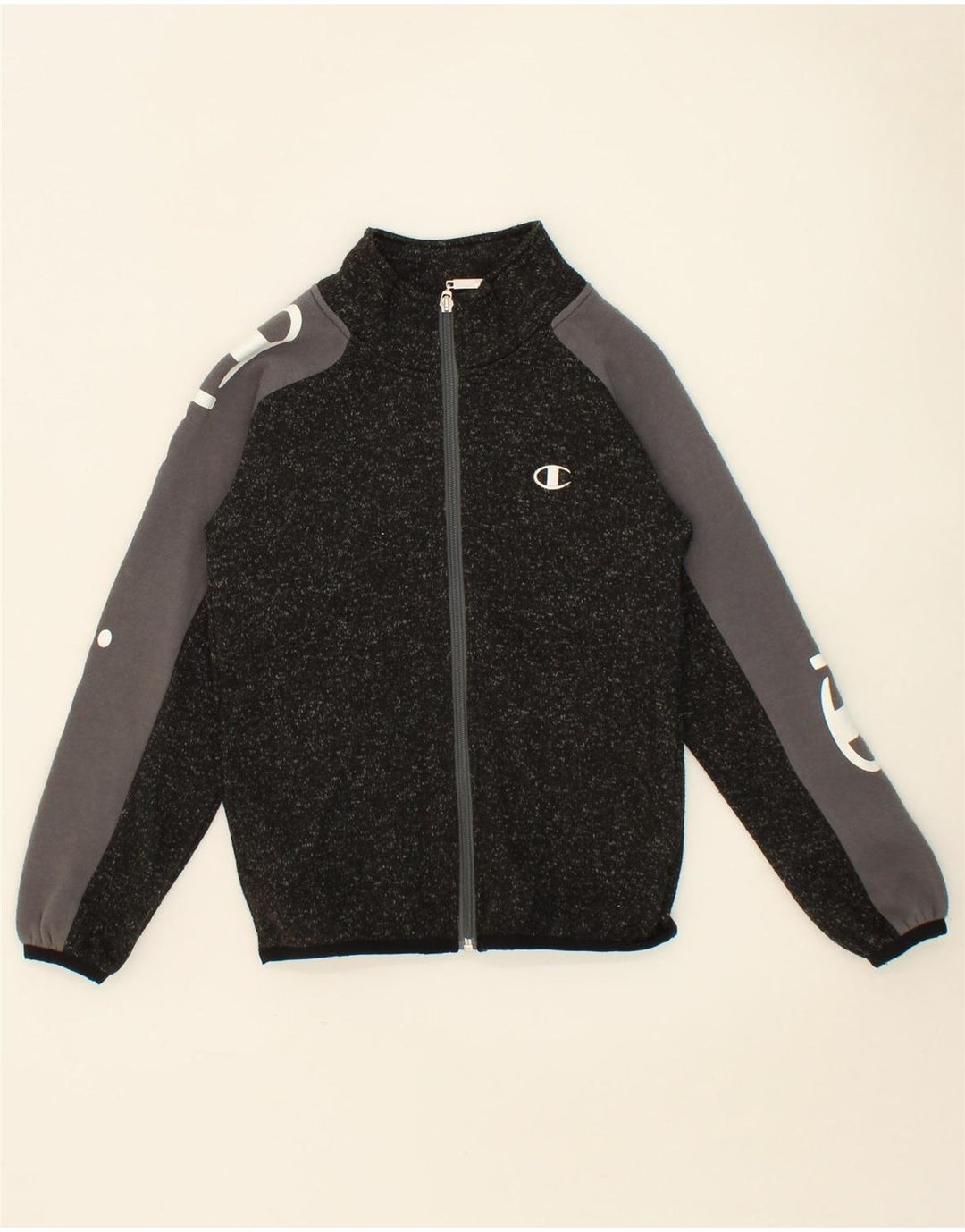 CHAMPION Boys Graphic Tracksuit Top Jacket 9-10 Years  Grey Colourblock Vintage Champion and Second-Hand Champion from Messina Hembry 