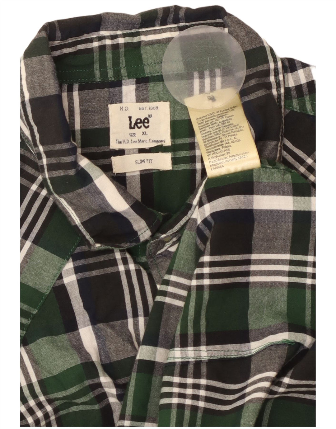 LEE Chemise Slim Fit en Flanelle pour Homme XL en Coton à Carreaux Vert