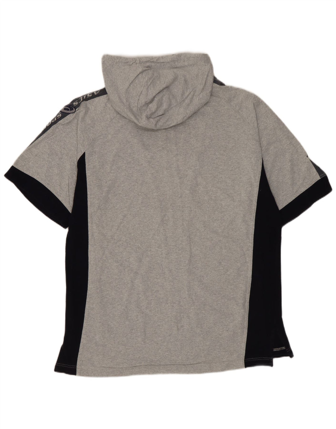 ASICS Pull à capuche zippé à manches courtes pour hommes Petit coton color block gris