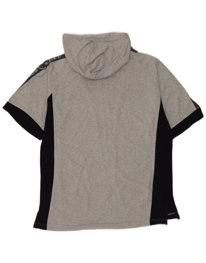 ASICS Pull à capuche zippé à manches courtes pour hommes Petit coton color block gris