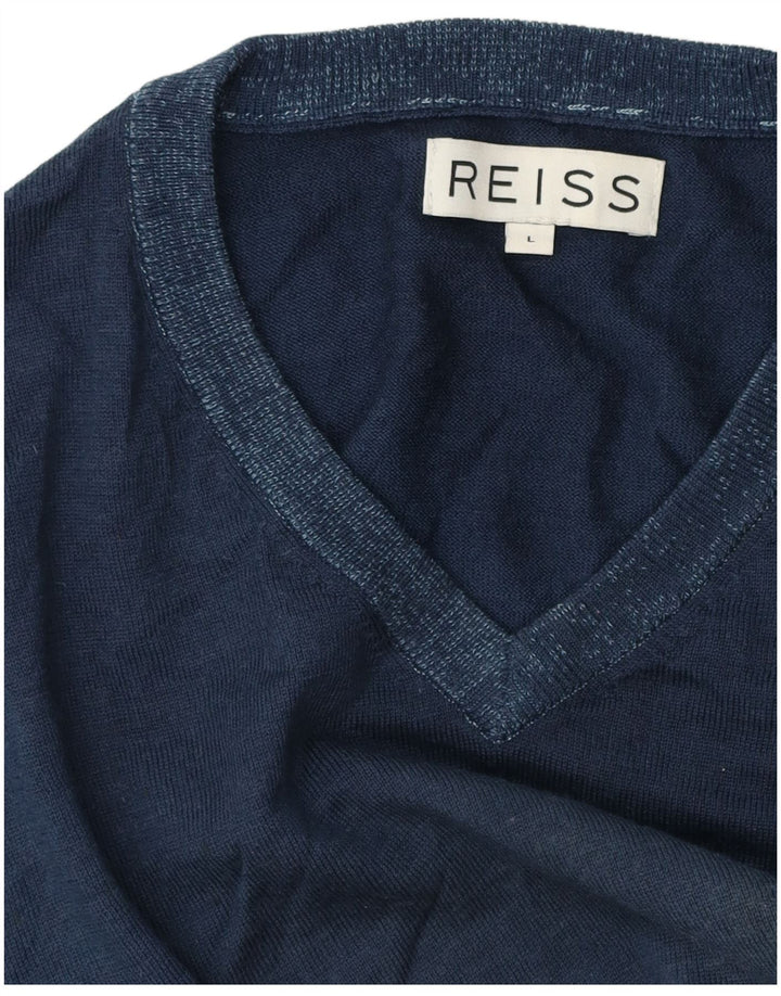 Reiss Pull col V pour homme Bleu marine Taille L