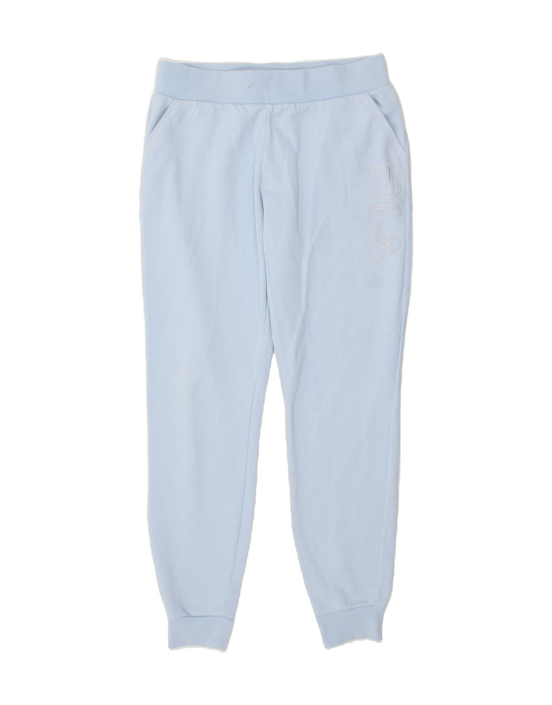 FILA Womens Graphic Tracksuit Trousers Joggers UK 16 Large Blue Polyester Vintage Fila and Second-Hand Fila from Messina Hembry 