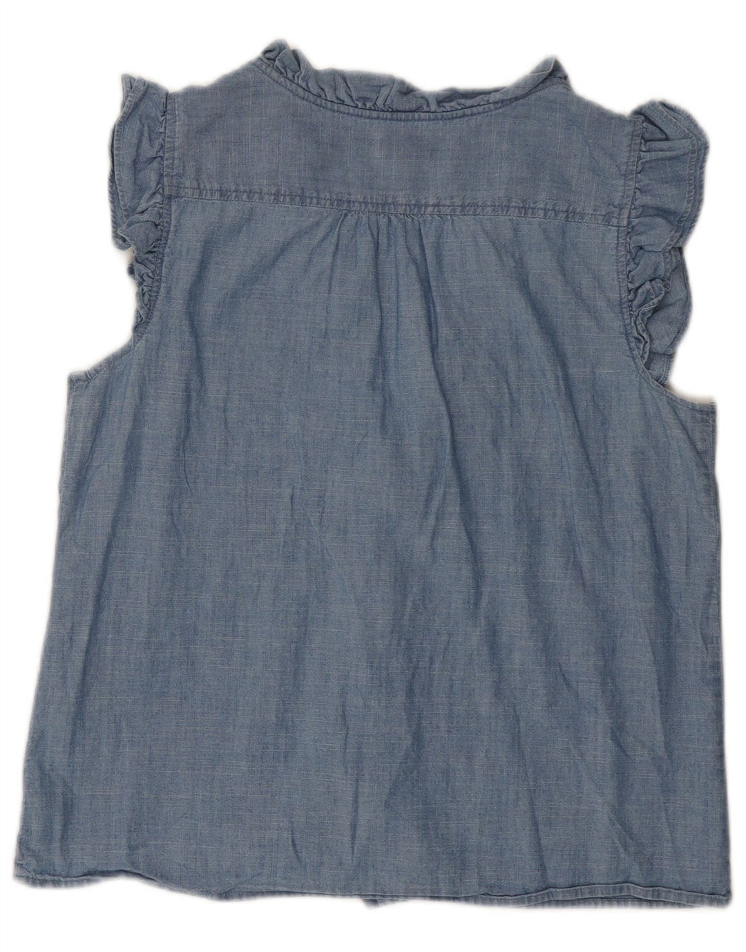 J. Crew Chemisier à manches courtes et volants sur le devant pour femme UK 14 Bleu moyen