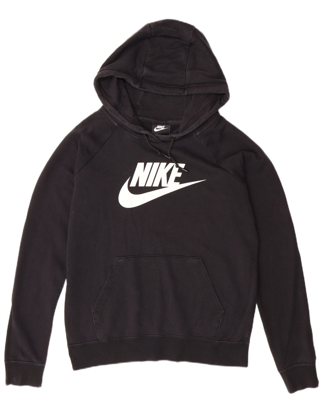 NIKE Pull à capuche graphique surdimensionné pour femme UK 10 Petit coton noir
