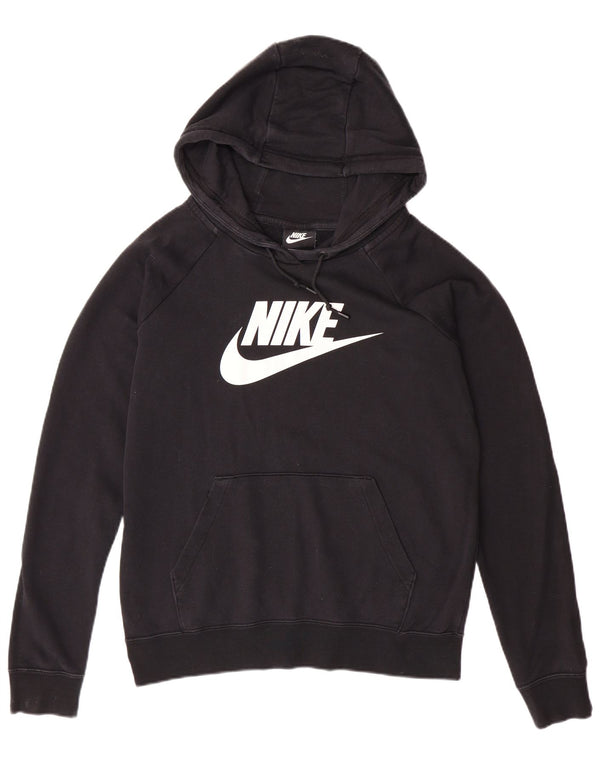 NIKE Pull à capuche graphique surdimensionné pour femme UK 10 Petit coton noir
