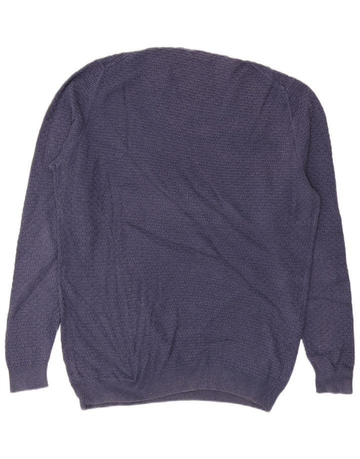 MASSIMO DUTTI Pull col rond homme XL coton bleu