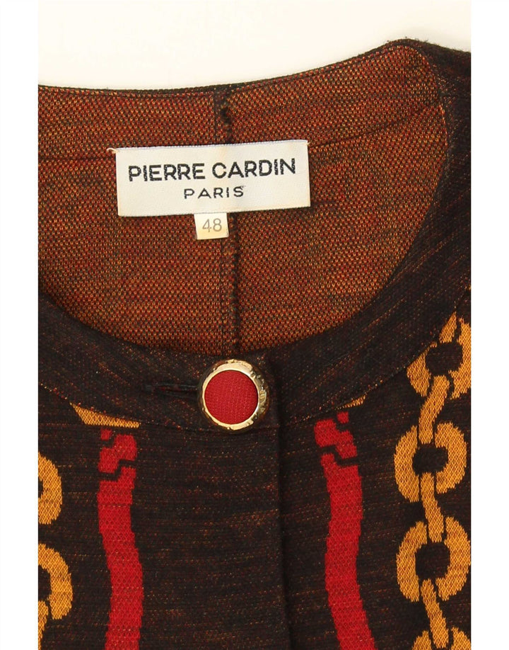 Pierre Cardin Veste blazer à 5 boutons pour femme à motif abstrait IT 48 XL Marron