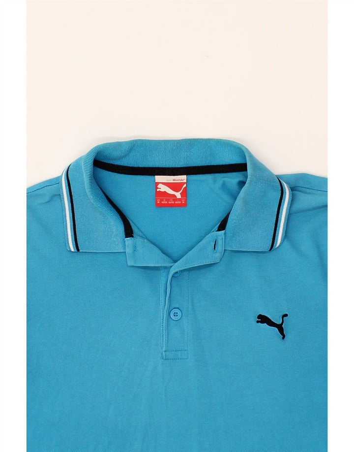 PUMA Mens Polo Shirt Medium Blue Cotton Vintage Puma and Second-Hand Puma from Messina Hembry 