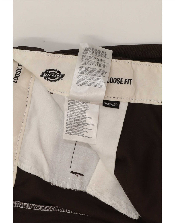 Dickies Pantalon cargo coupe ample pour homme W33 L32 Marron Polyester