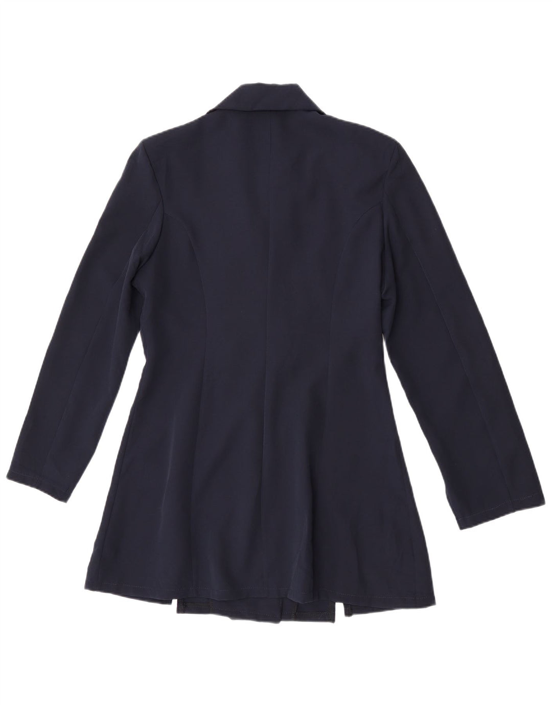 vintage Femme Double Breasted Coat UK 14 Moyen Bleu Marine Polyester